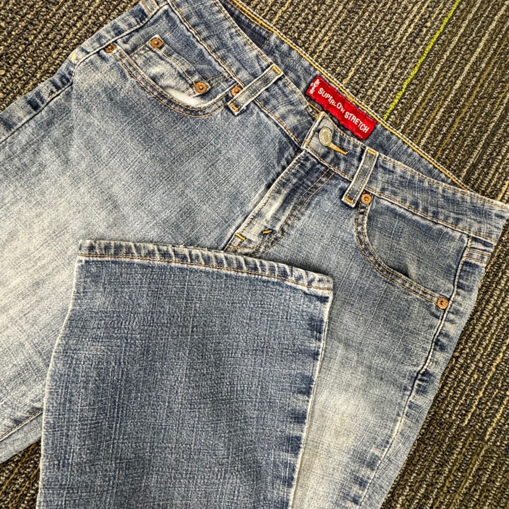Levi's 518 Superlow Boot Cut Women 7 JR S Blue Excellent Stretch Low Rise Jeans